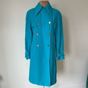 Dolce & Gabbana Vintage 2000's Blue Double Breasted Trench Coat EUC IT 38 US 2